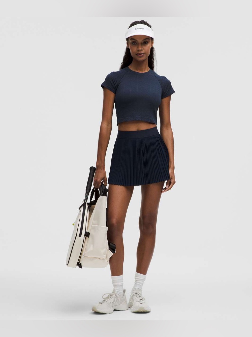 Lululemon Swiftly Pointelle Cropped Short Sleeve size 4 Club Blue HWCB